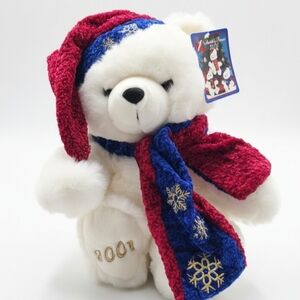 2001 Kmart Teddy Bear Christmas STUFFED ANIMAL Large 16" Red Blue Santa Hat NWT